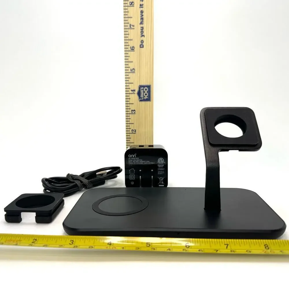 Onn ONA19WIT704 5W Wireless Watch and Phone Charging Stand Black